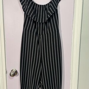 Guess Black and White Striped Jumpsuit